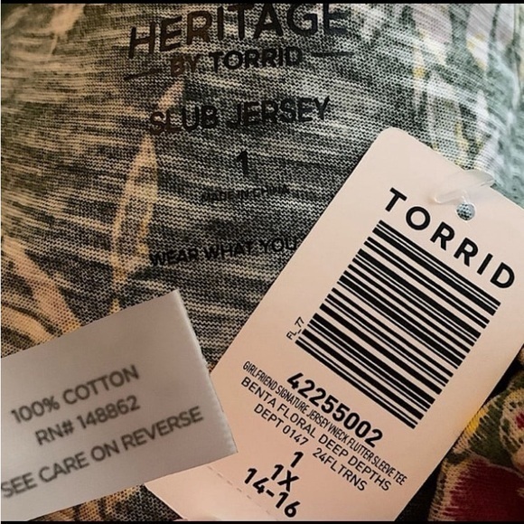 TORRID Girlfriend Heritage Slub V-Neck Flutter Sleeve Tee NWT - Picture 5 of 5